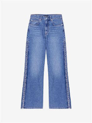 Light Blue Stone Heavy Denim Wide Drawstring Jeans