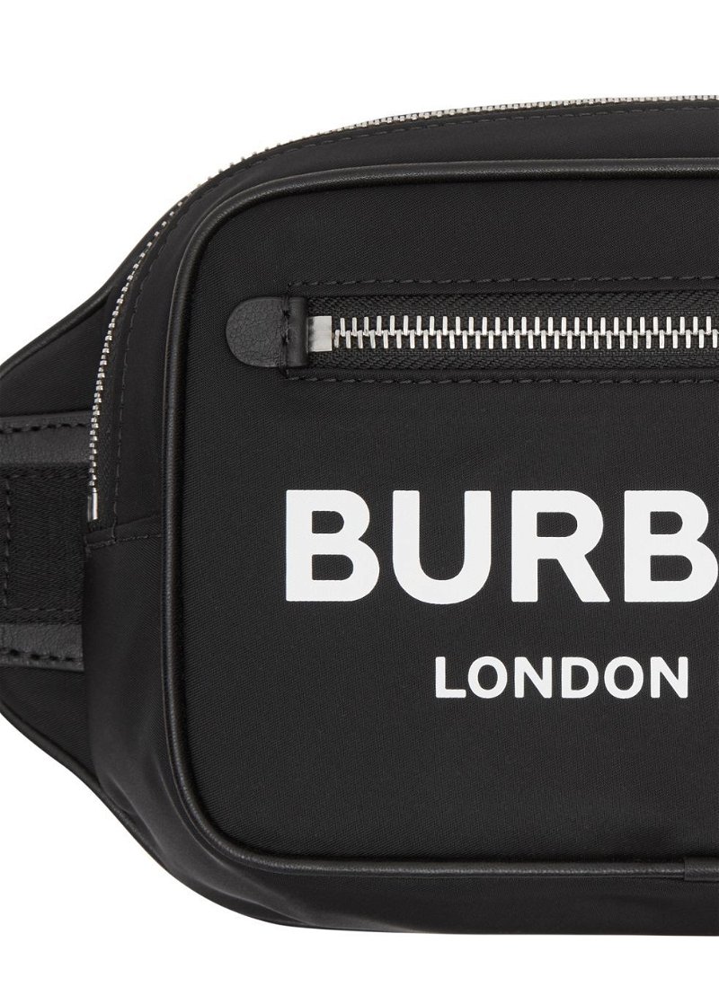 BURBERRY Econyl Logo Print Small Cannon Bum Bag Black 1164485