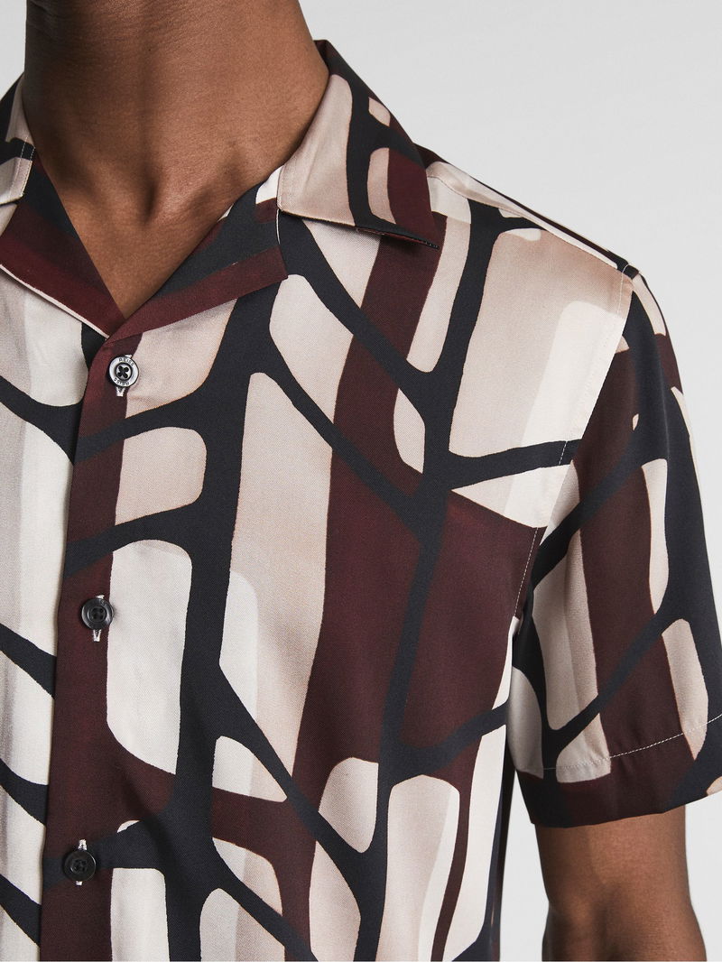 Reiss Milo Abstract Printed Cuban Collar Shirt - REISS