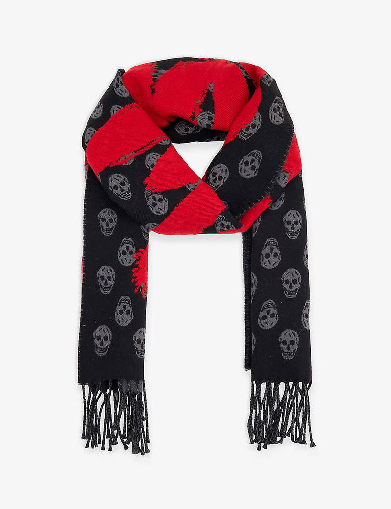 Alexander McQueen Logo-Print Skull-motif Scarf