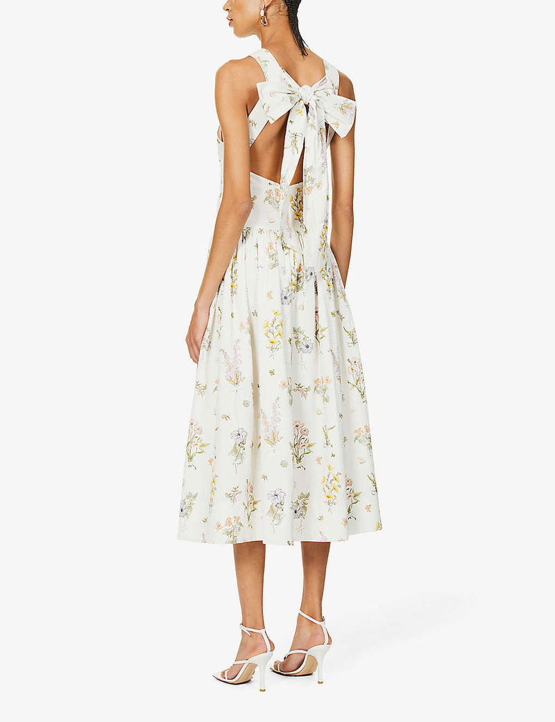 ZIMMERMANN Jeannie Floral-Print Stretch-Cotton Midi Dress | endource
