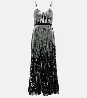 Black Scarf-neck gathered crepe bustier gown, Saint Laurent