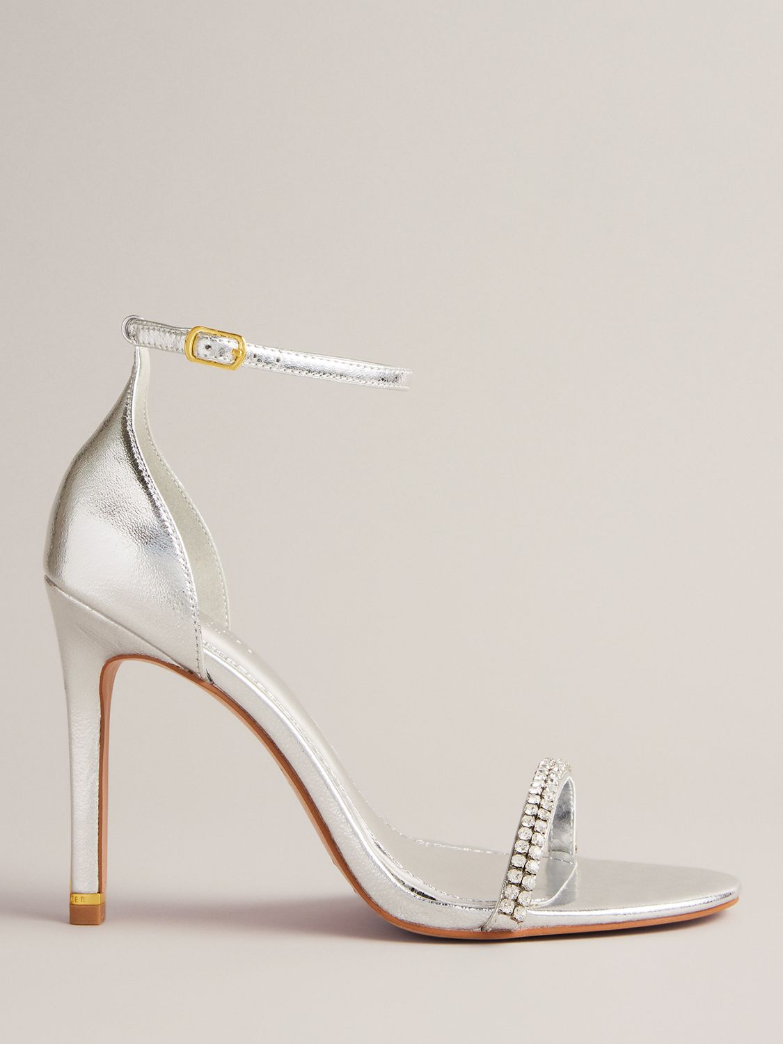 TED BAKER Helenni Crystal Strap Stiletto Sandals in Silver | Endource