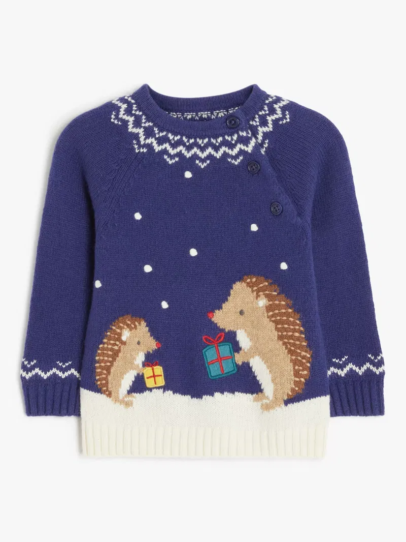 JOHN LEWIS Baby Hedgehog Scene Knit Jumper endource