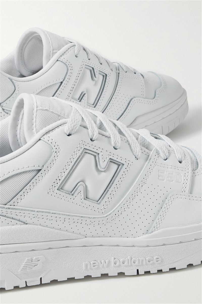 NEW BALANCE 550 suede-trimmed leather and mesh sneakers