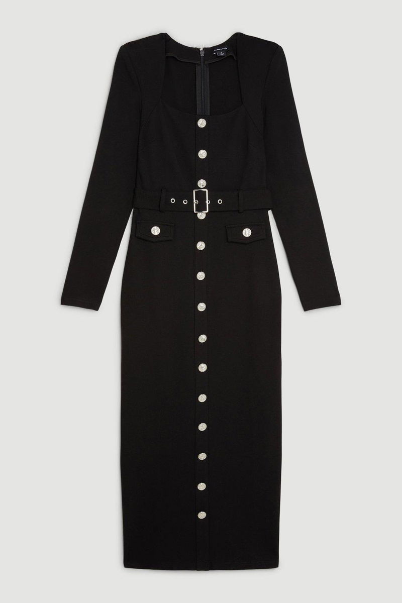 karen millen black long sleeve dress Karen Millen Tall Archive Graphic Print Long Sleeve Mini Dress in Black