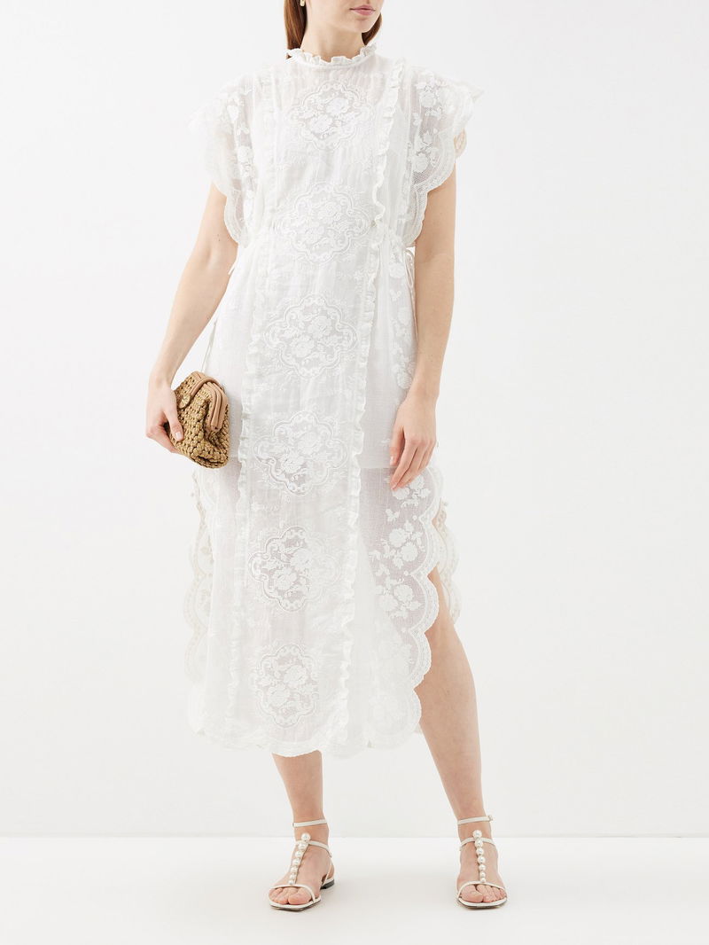 ZIMMERMANN Alight Drawstring-Waist Lace Midi Dress | endource ZIMMERMANN Alight Drawstring-Waist Lace Midi Dress | endource