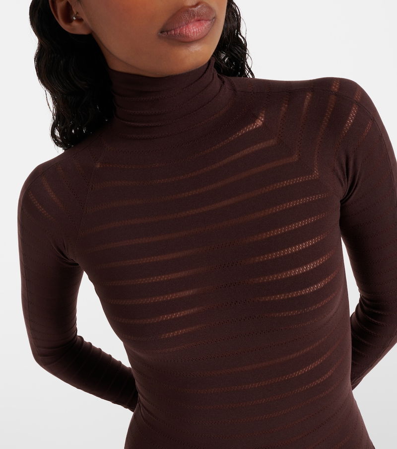 Alaia Black Wool Mock Neck Bodysuit