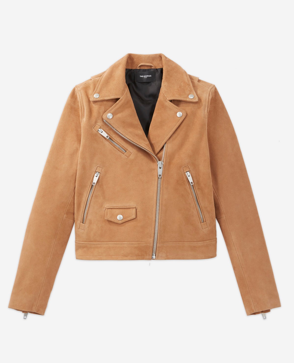 THE KOOPLES Suede Leather Zipped Biker Jacket endource