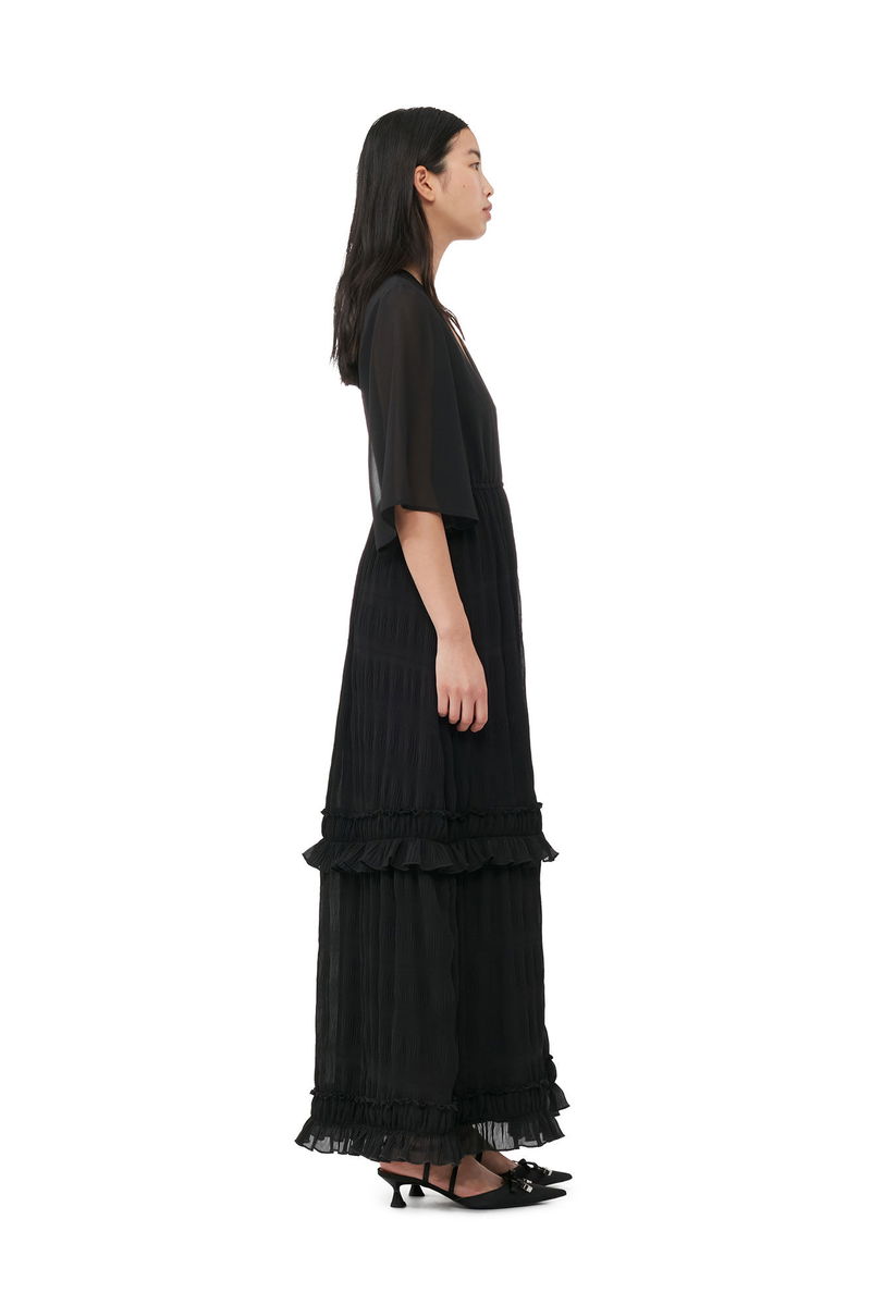 chinese dress ladies Ganni Pleated Georgette Dress