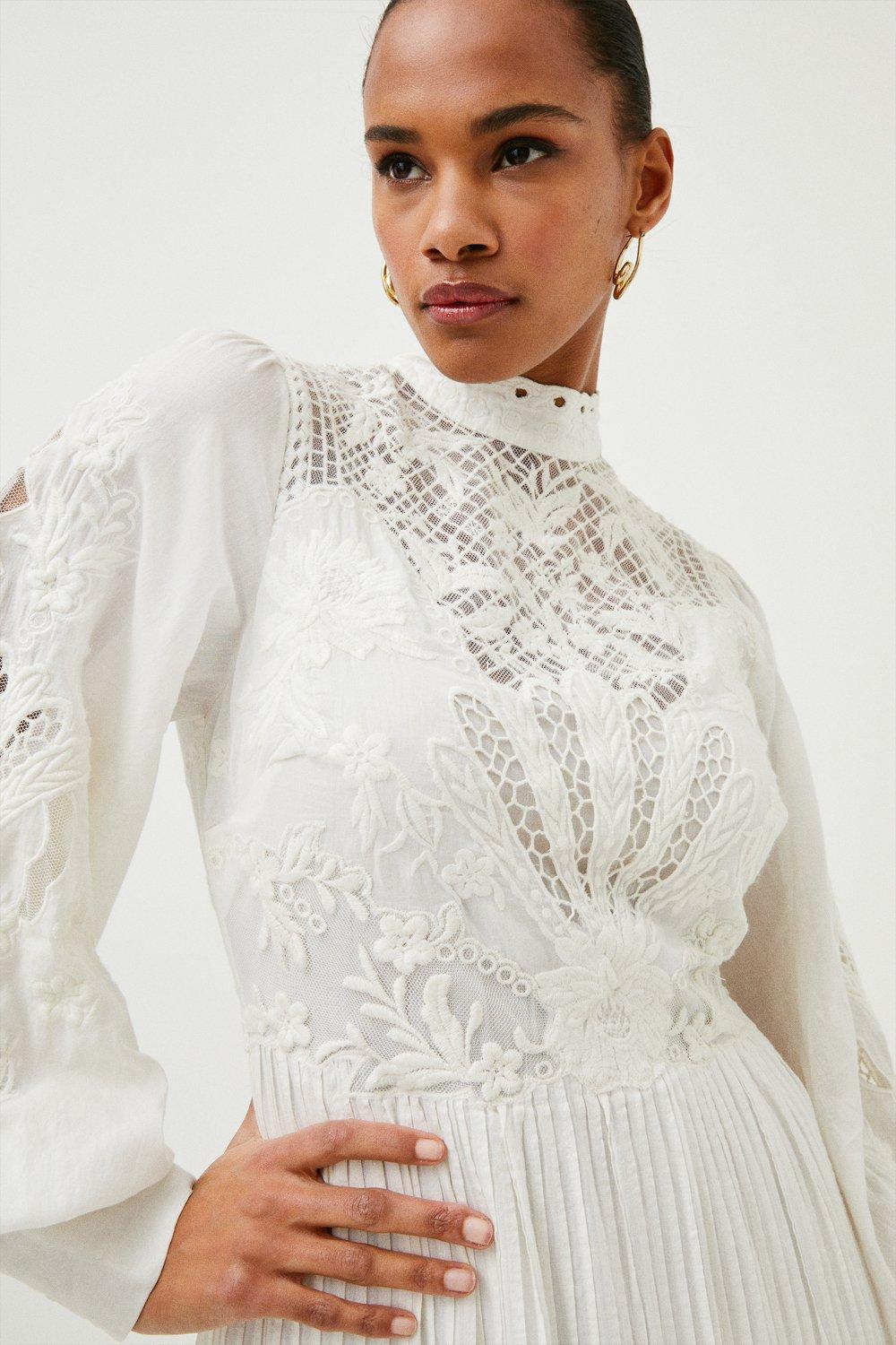 KAREN MILLEN Karen Millen x Lydia Millen - Cutwork Embroidery Woven Maxi |  endource