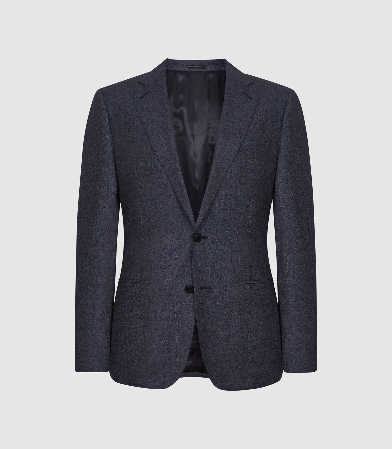 REISS Wing Wool Denim-Look Slim Fit Blazer in Airforce Blue | Endource