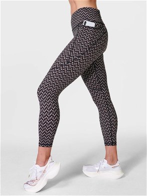 SWEATY BETTY Power Cropped Stretch-Woven Leggings in Black Faceted Floral
