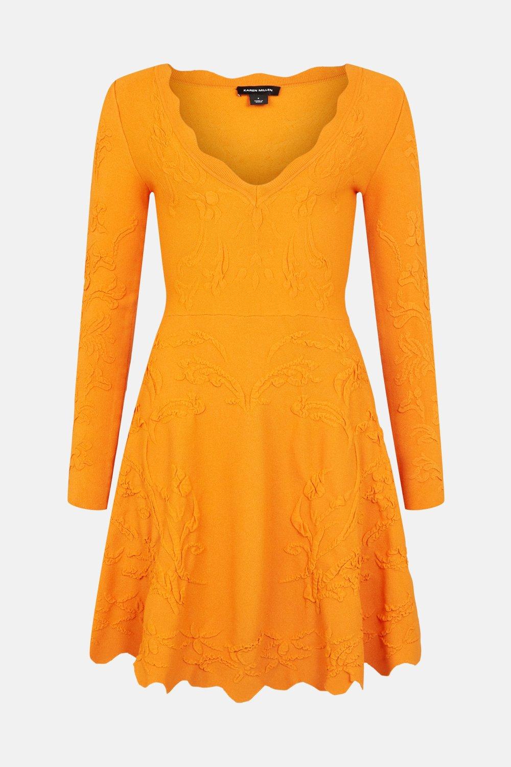 KAREN MILLEN Petite Texture Knit Long Sleeved Skater Dress | endource KAREN MILLEN Petite Texture Knit Long Sleeved Skater Dress | endource
