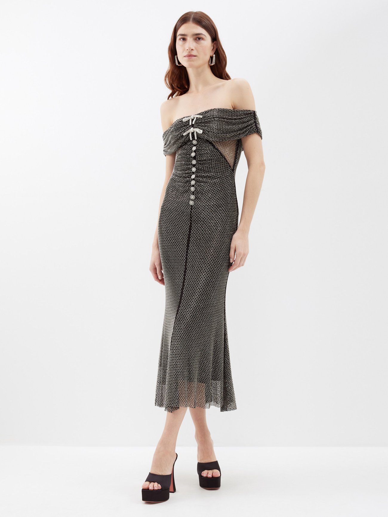 knee length dresses for ladies SELF-PORTRAIT BEADED MIDI DRESS – TheLuxeLend main image 1