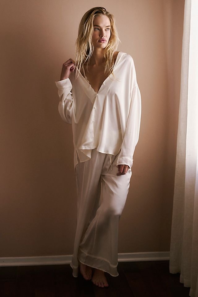 FREE PEOPLE Intimately - Dreamy Days Solid PJ Set in Ivory