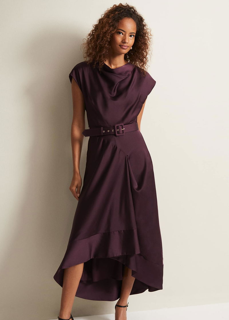 Sabrianna Satin Midi Dress