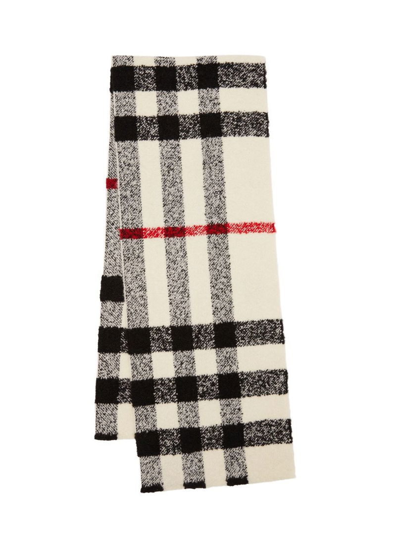 BURBERRY Check Cashmere Wool Silk Boucle Scarf endource