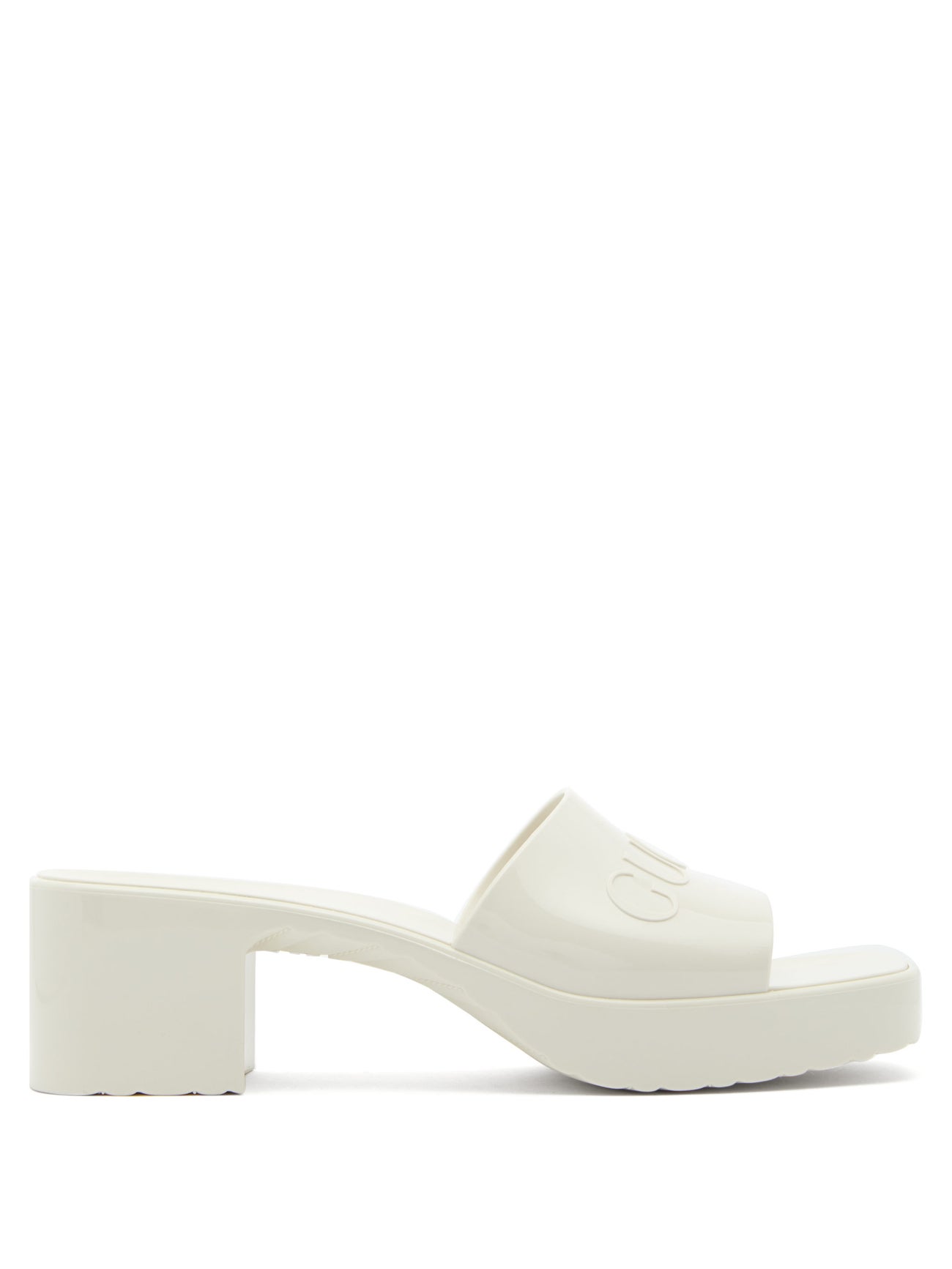GUCCI LogoEmbossed Rubber Mules in White Endource