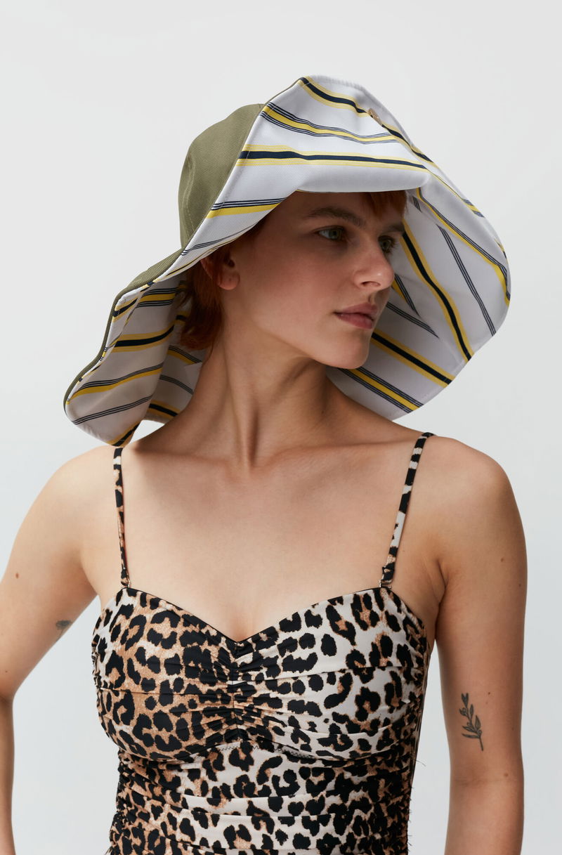 Ganni Floral Wide-Brim Sun Hat with Blue, Green & Cream Flowers Wide Brim Floral Sun Hat - Sassy Lassie main image 3