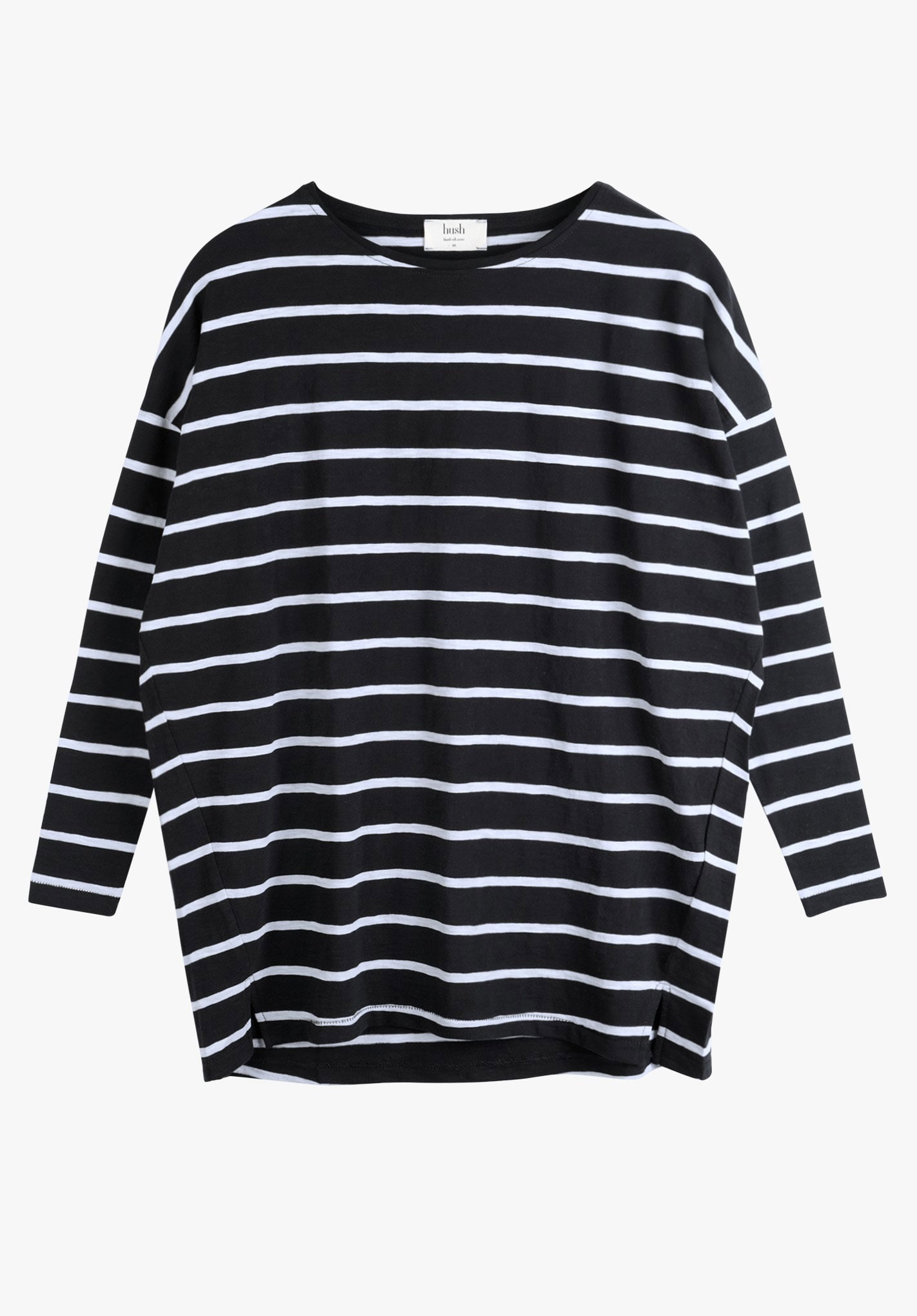 HUSH Striped Wide Jersey Top in Black/White | Endource