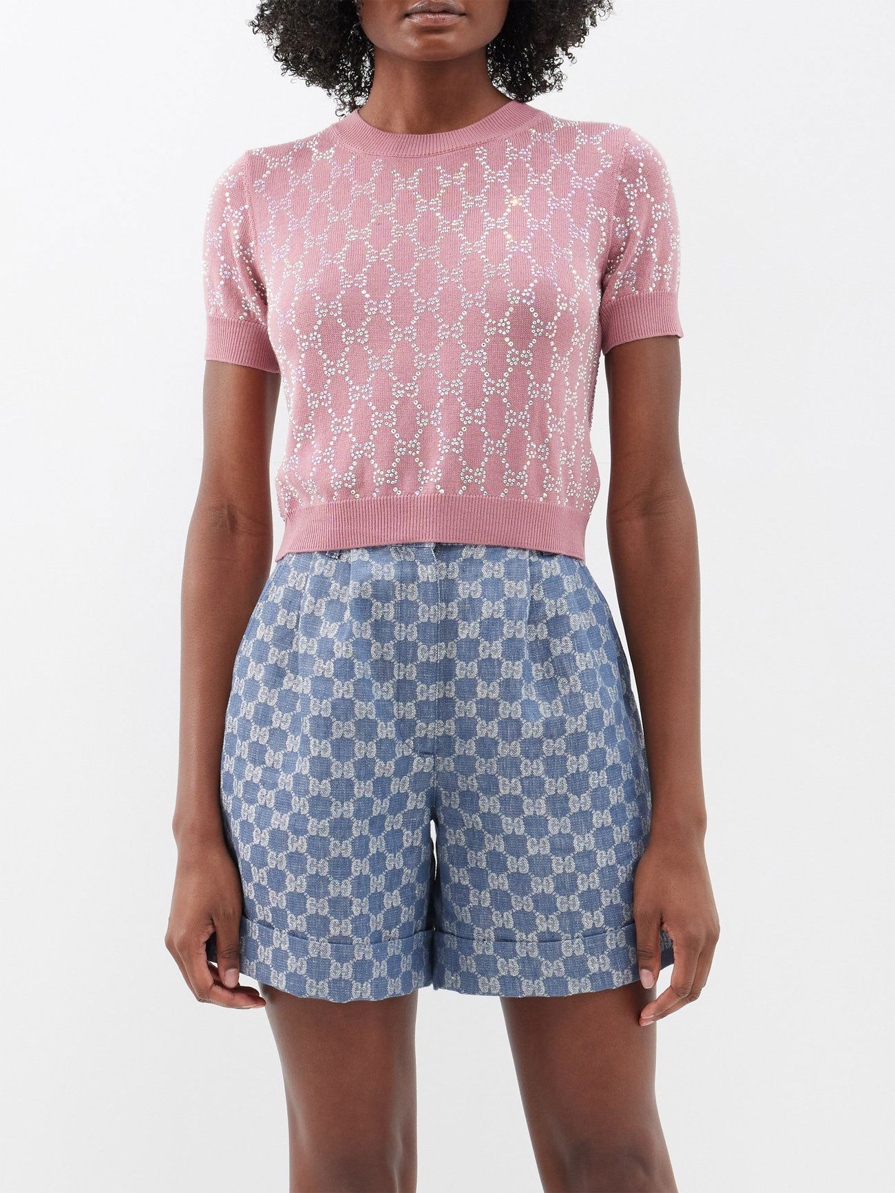Fall 2018 Gucci Pink Maison de l’Amour Bosco Orso Crystal Sweater M