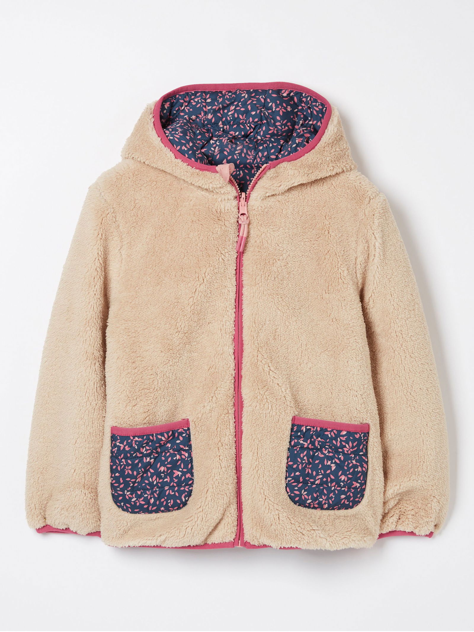 FATFACE Kids' Reversible Teddy & Abstract Print Hooded Jacket in ...