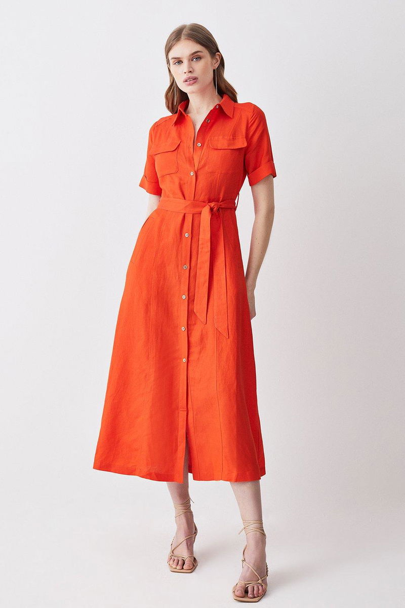 KAREN MILLEN Woven Midi Shirt Dress | endource