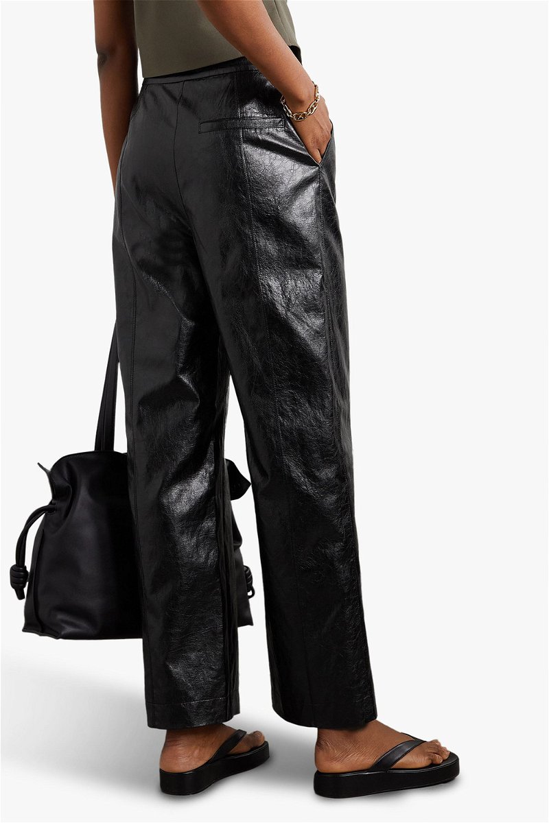 ACNE STUDIOS Distressed crinkled-leather straight-leg pants