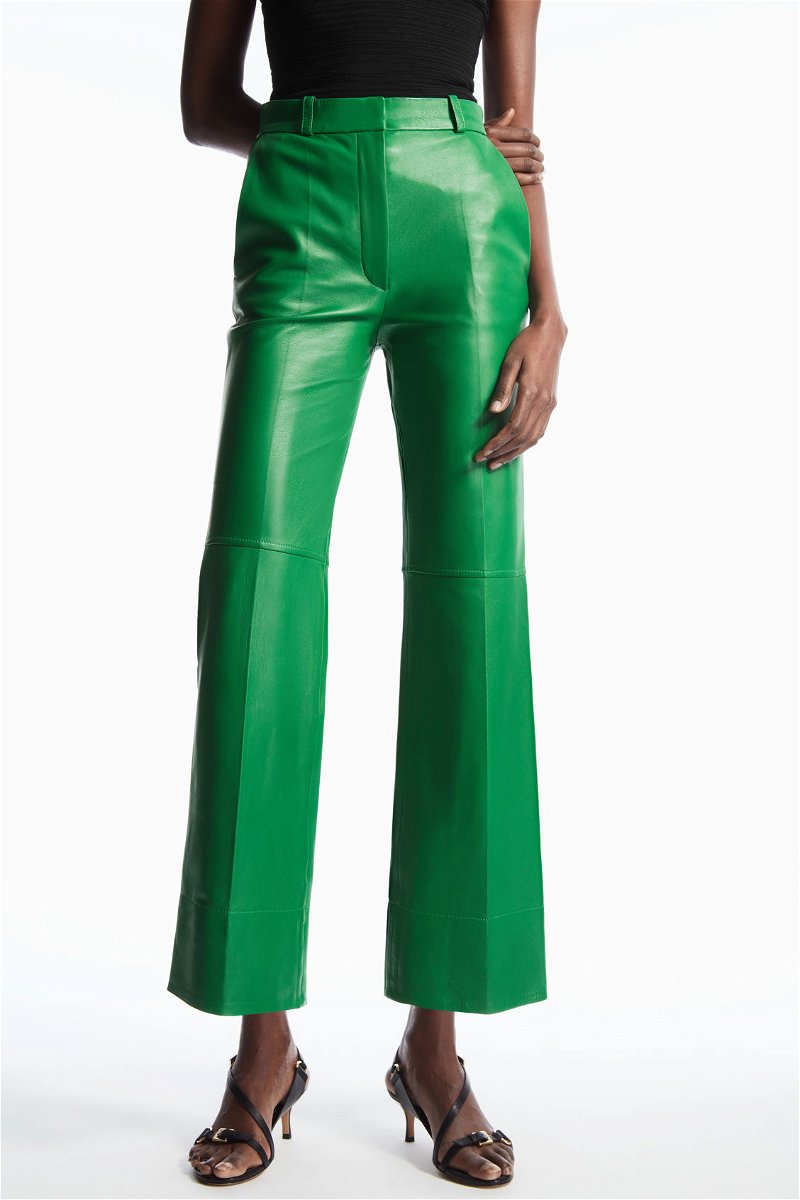 Tailored Flared Leather Trousers