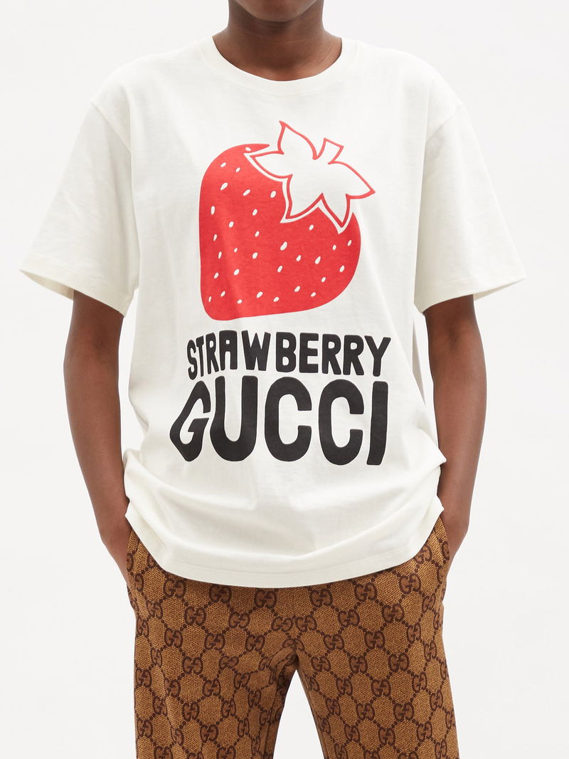 GUCCI Strawberry-Print Cotton-Jersey T-Shirt endource