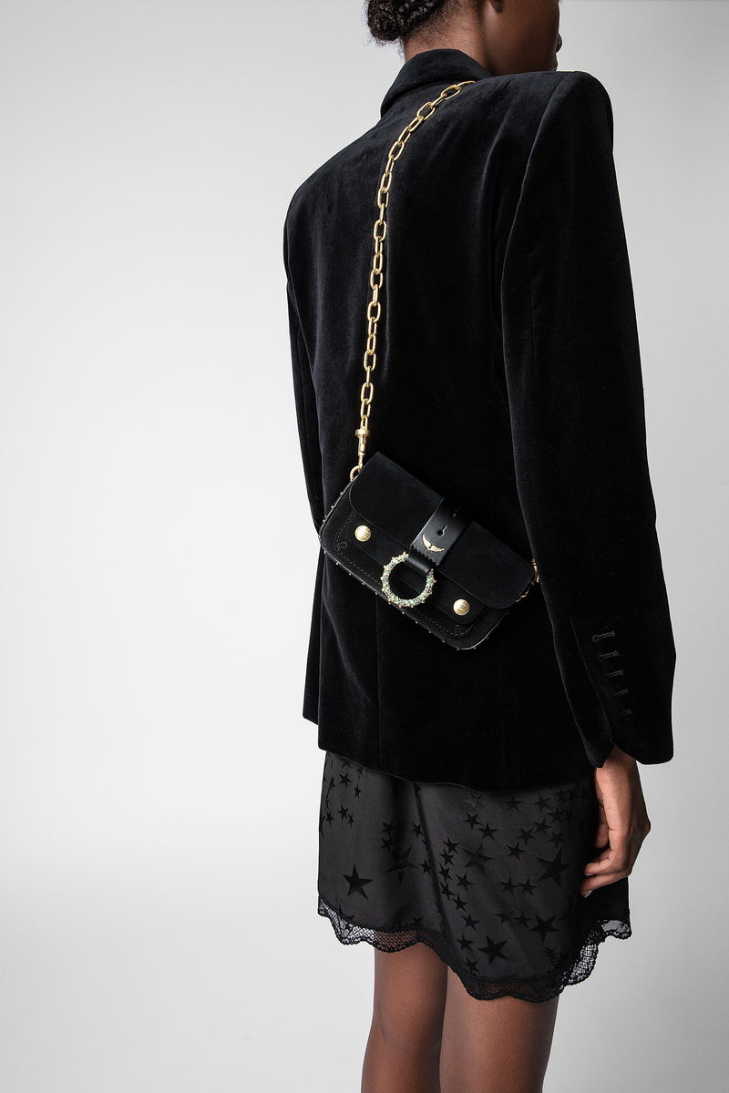 ZADIG & VOLTAIRE Kate Suede Wallet Bag in Black Endource