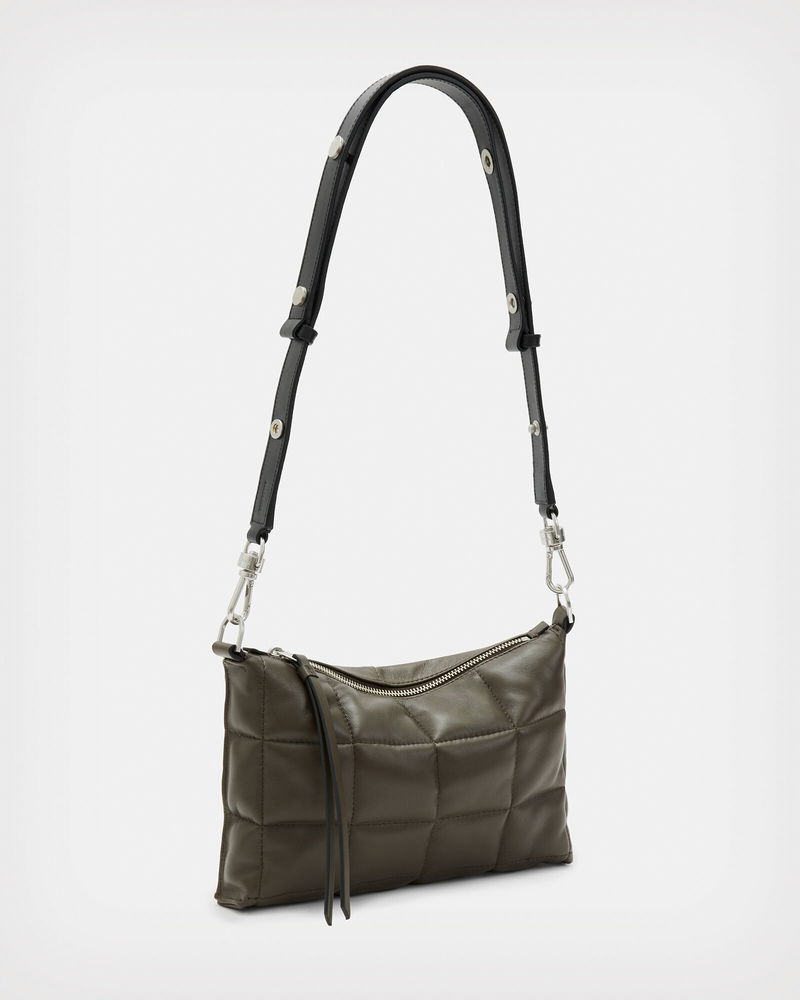 ALLSAINTS Eve Leather Quilted Crossbody Bag in Olive Endource