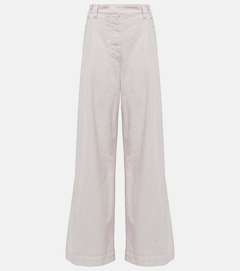 Cotton poplin wide-leg trousers - Women's Clothing Online Made in Italy