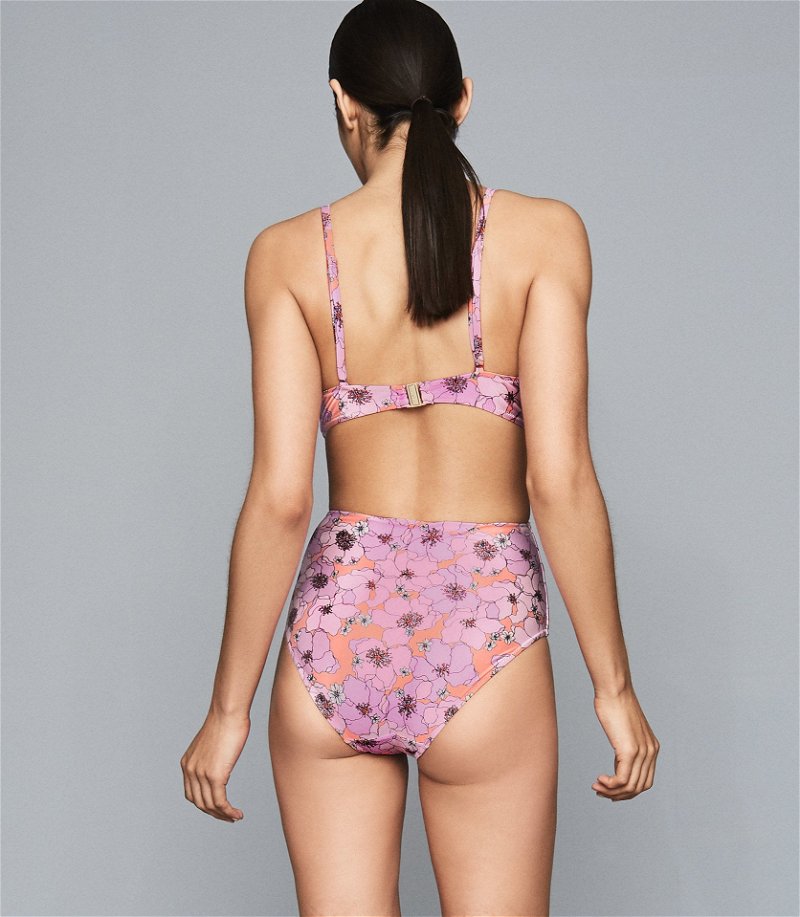 REISS Mahina Multi Floral Printed Cut Out Swimsuit in Multi