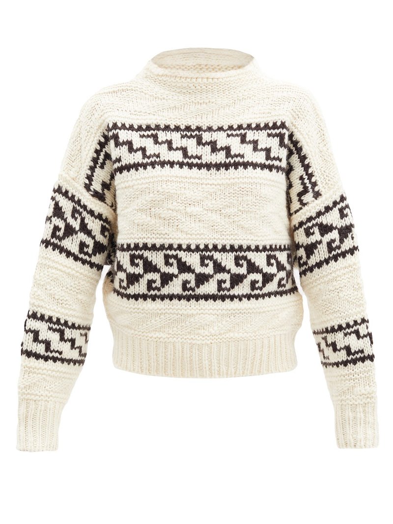 ISABEL MARANT ÉTOILE Suri Patterned Wool-Blend Sweater in Ivory | Endource