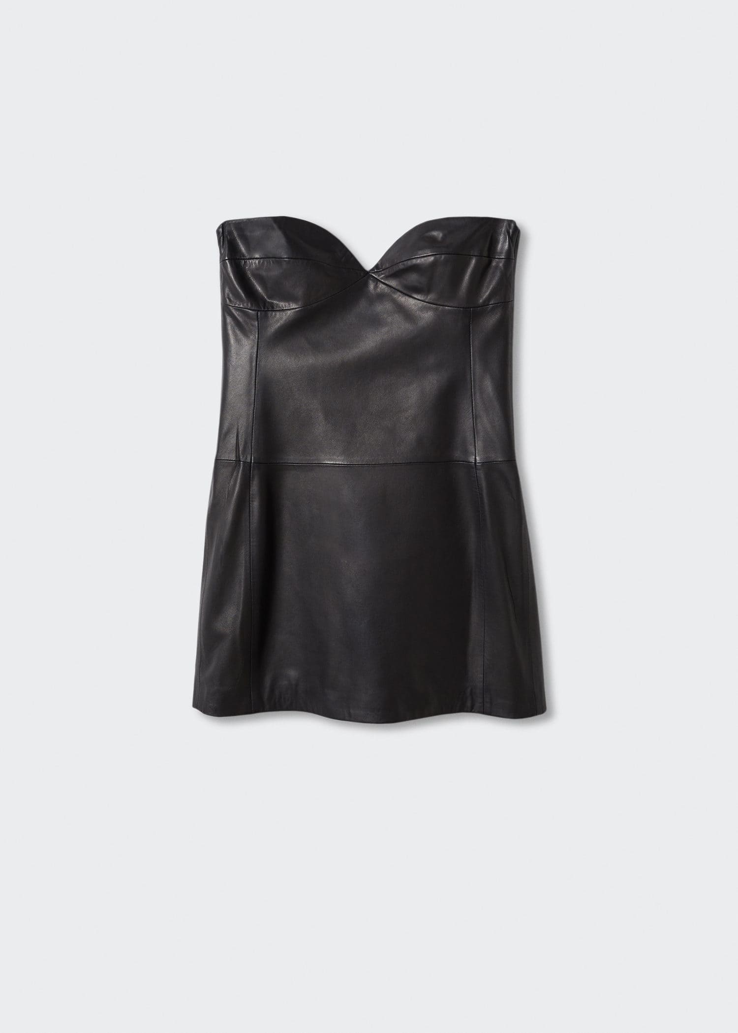 MANGO Mango x Camille Leather Dress Sweetheart Neckline Endource