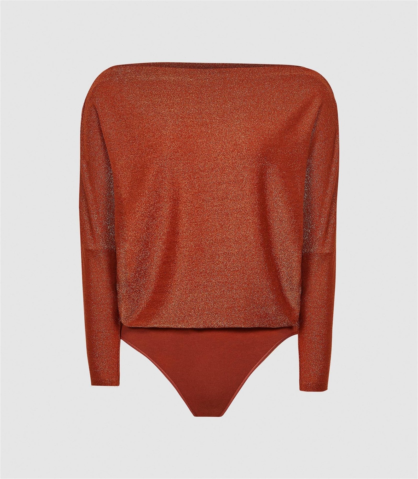 Rust Orange Bodysuit - Ribbed Bodysuit - V-Neck Bodysuit - Lulus