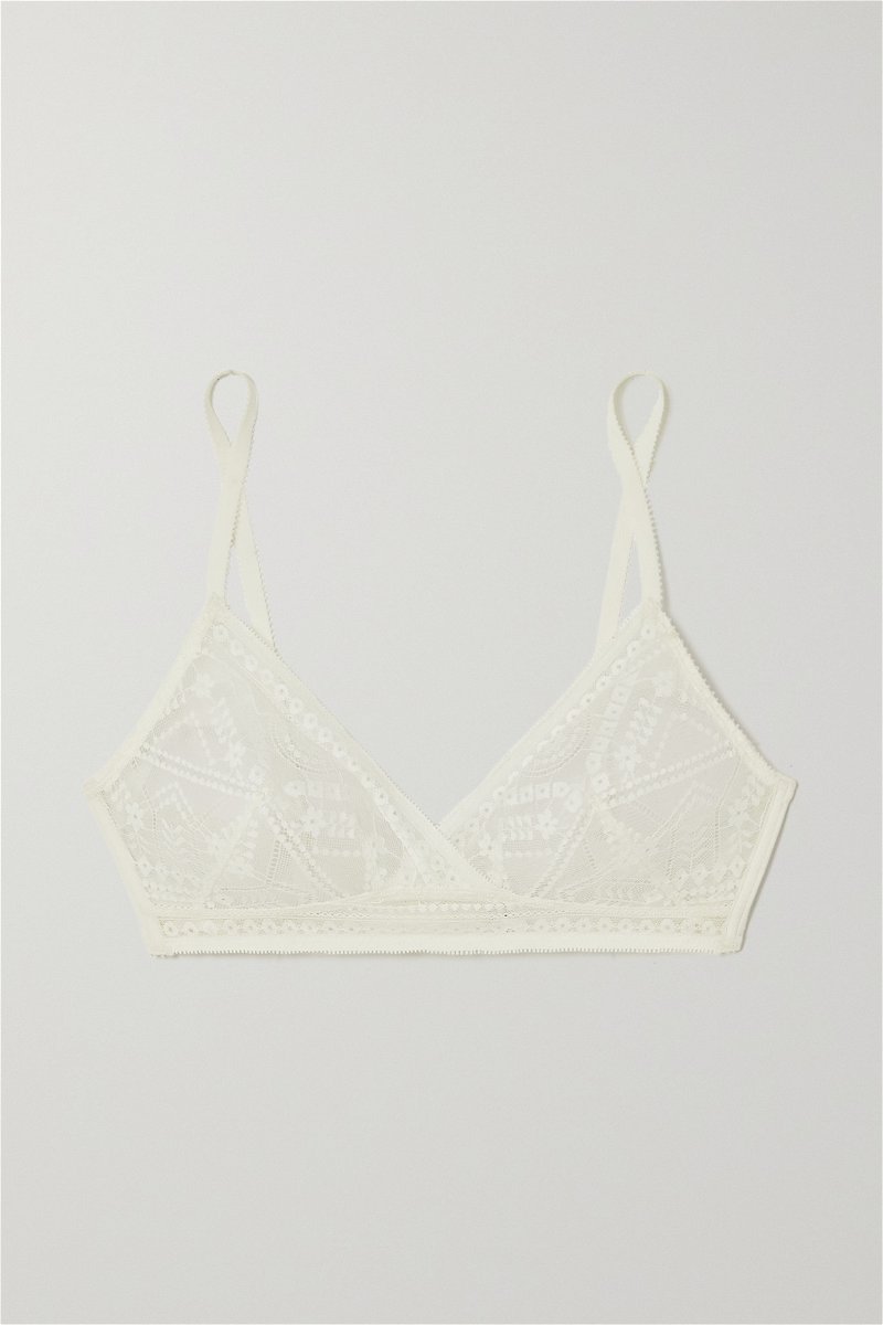 ERES Neroli Girofle Embroidered Tulle Soft-Cup Triangle Bra in Ivory