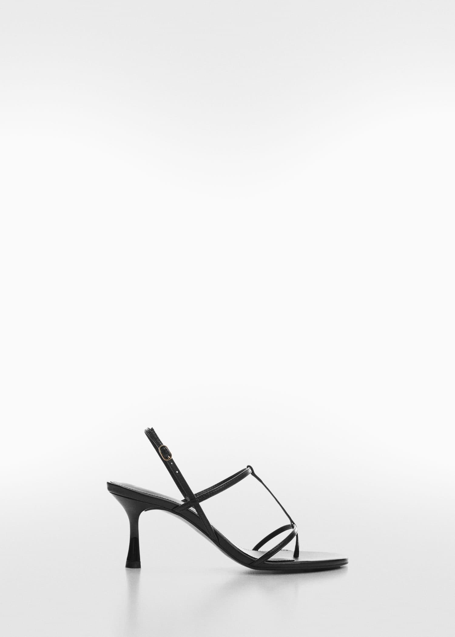MANGO Straps Heel Leather Sandals in Black | Endource