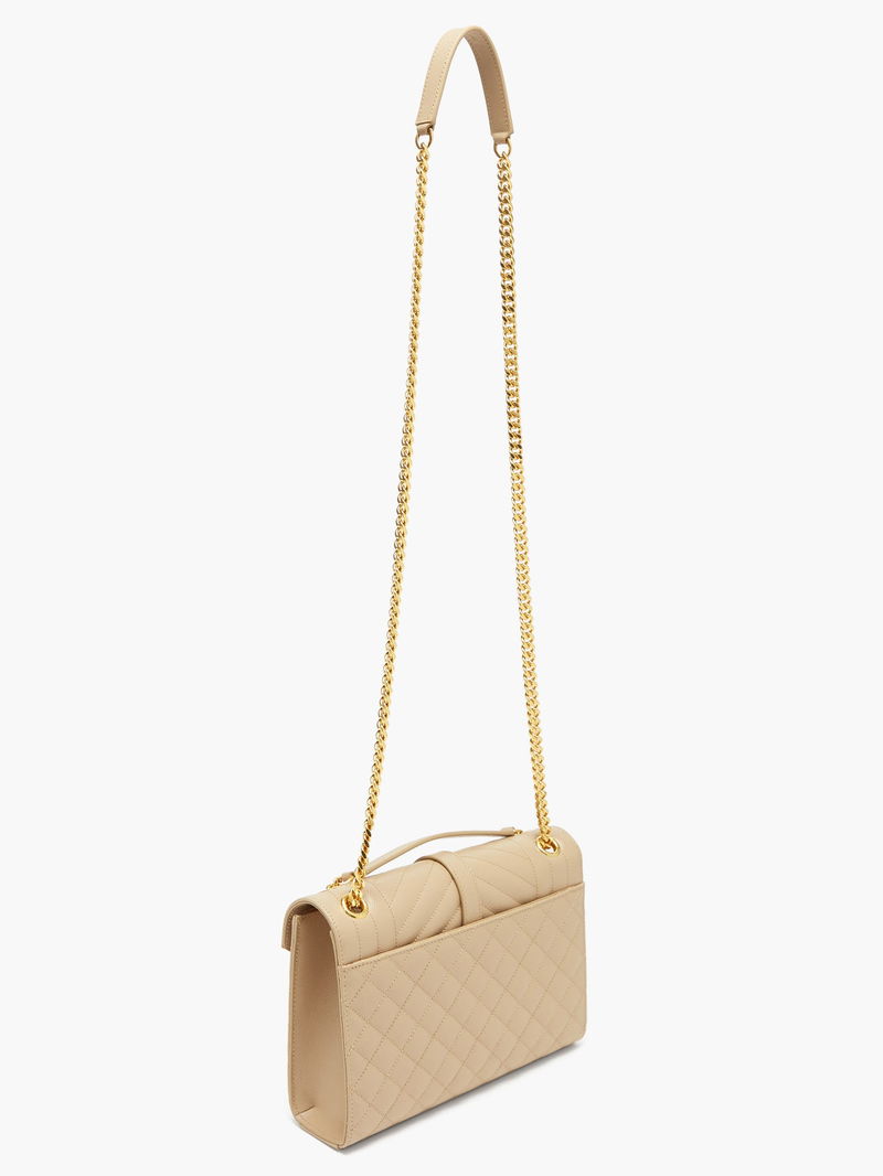 SAINT LAURENT Envelope Matelassé-Leather Shoulder Bag endource
