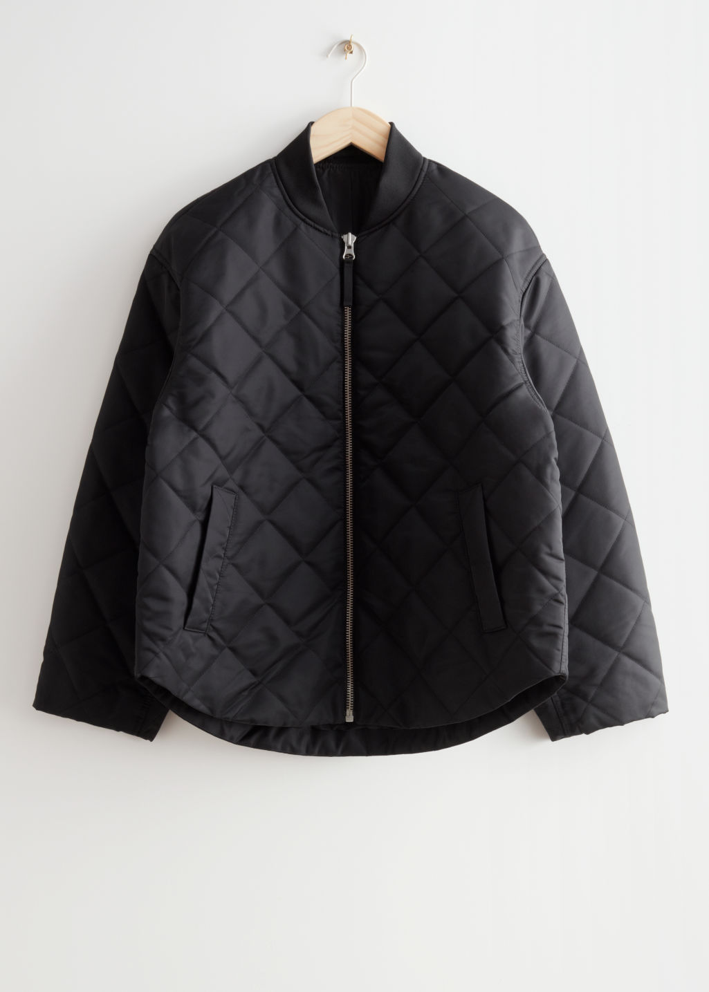 & OTHER STORIES Oversized Quilted Bomber Jacket in Black | Endource