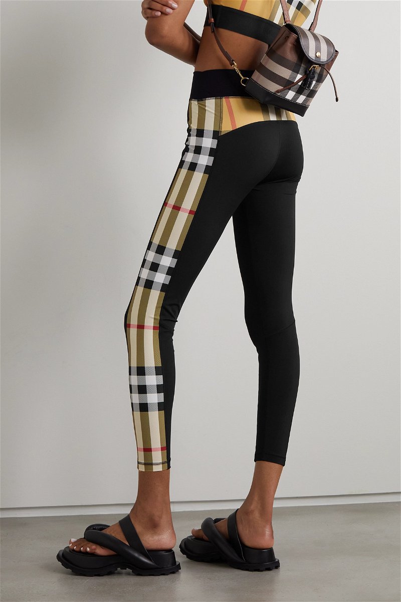 Checked stretch-jersey leggings