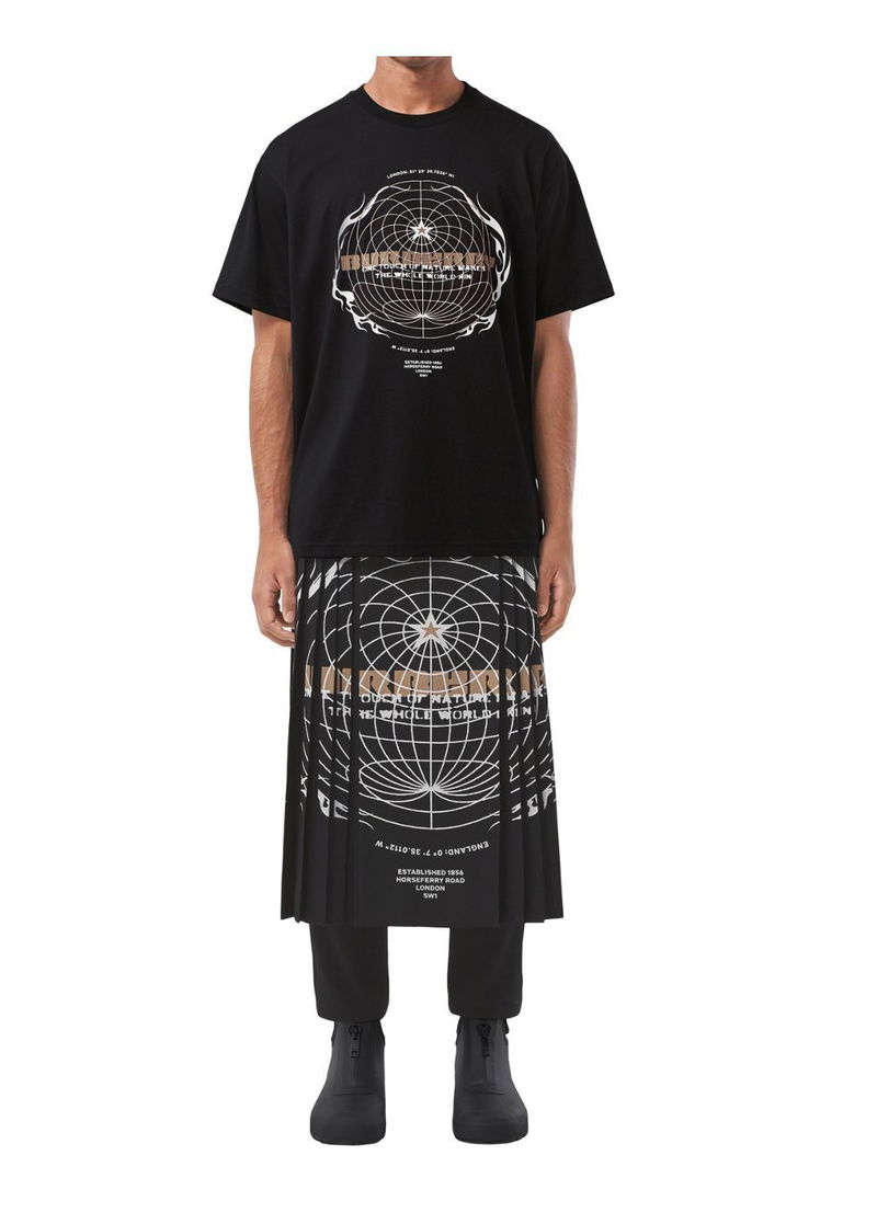 BURBERRY Globe Graphic Print Cotton Oversized T-Shirt endource