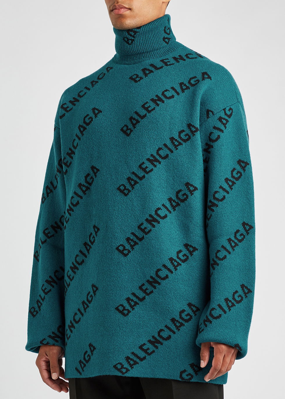 BALENCIAGA Logo-Intarsia Wool-Blend Jumper | endource