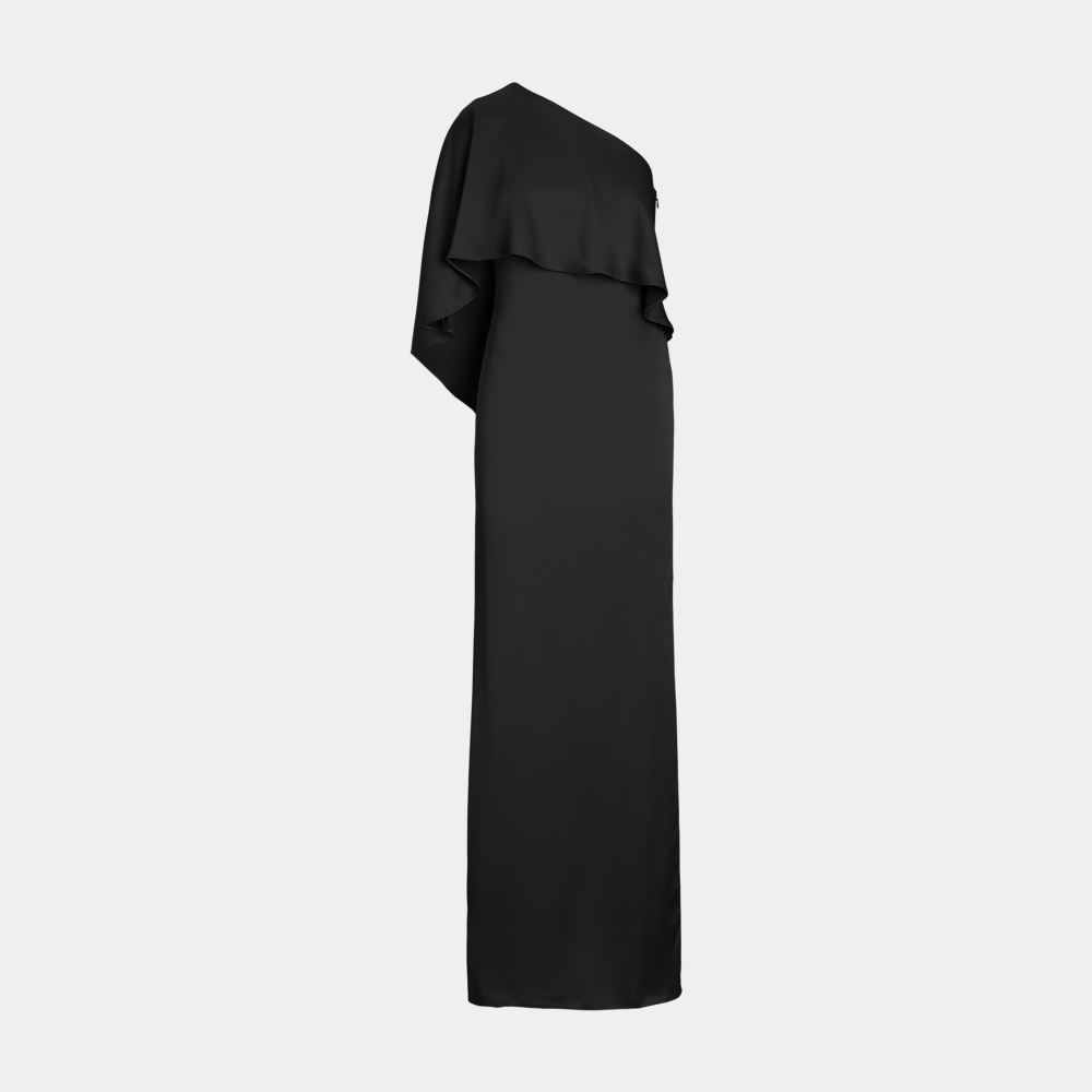 open lace back dress Ralph Lauren One Shoulder Navy Dress Rental