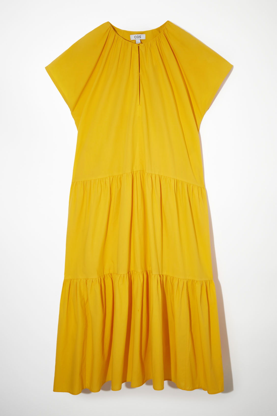 cos yellow maxi dress COS Women's Pleated Linen Maxi Dress in Yellow | Cotton