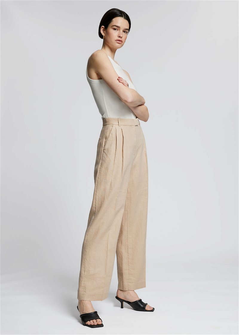  Other Stories pleat front pants in beige