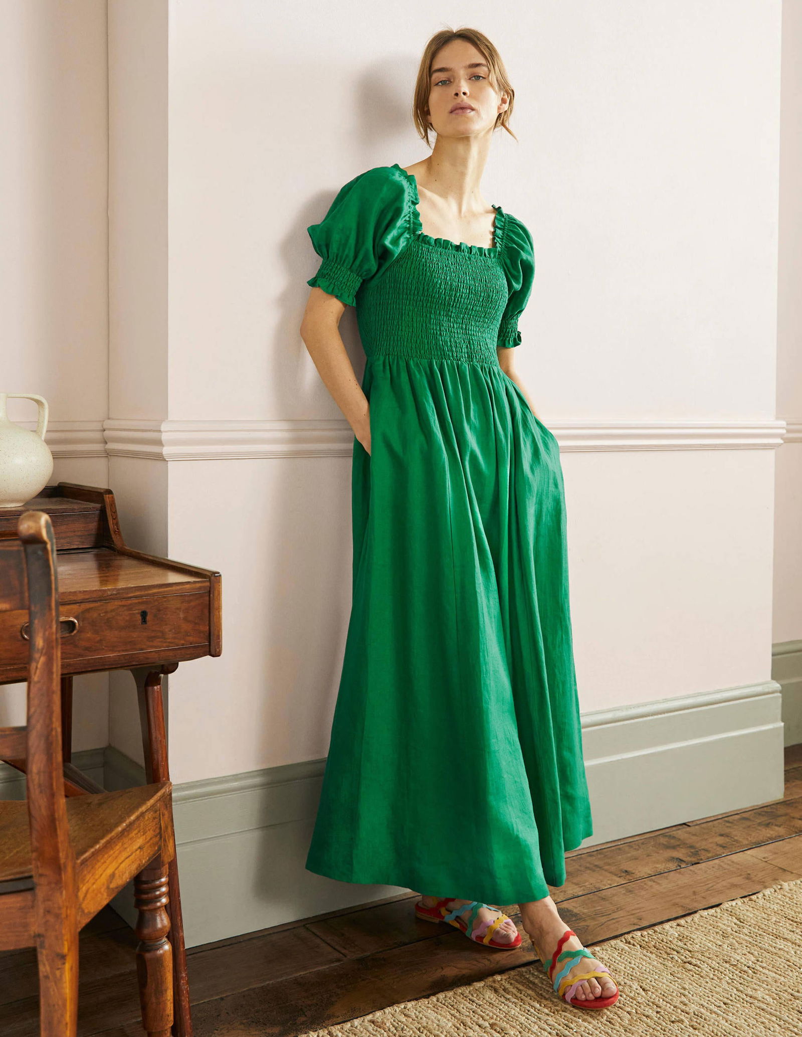 boden smocked bodice midi dress BODEN Smocked Bodice Midi Dress