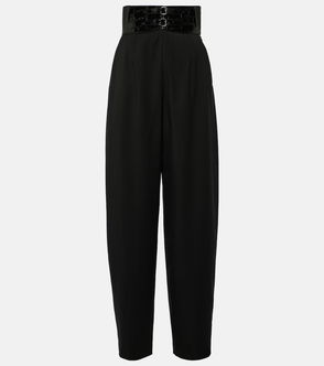 Tio low-rise wool wide-leg pants in black - Aya Muse